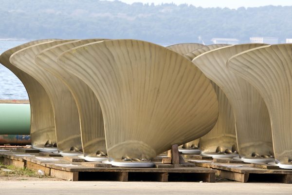 blades of big propellers ready for new ship